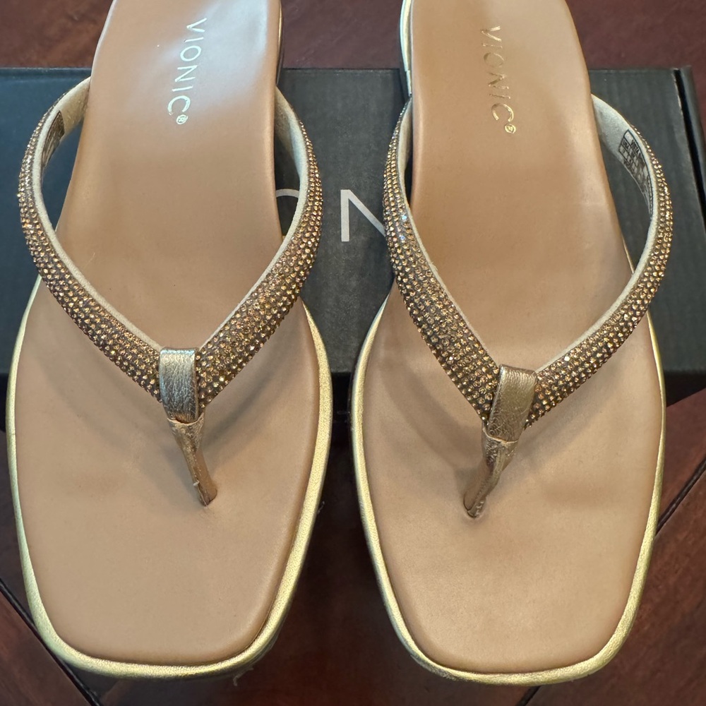 Vionic Metallic Gold Sandals - Picture 2 of 4